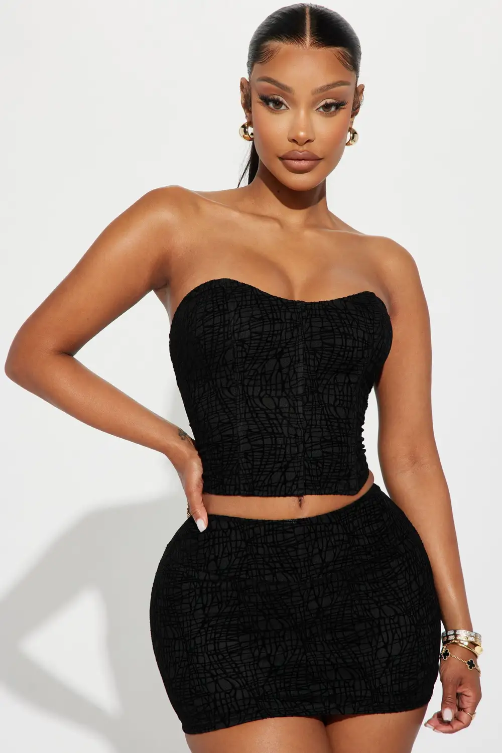Heading To The Club Skirt Set  - Black