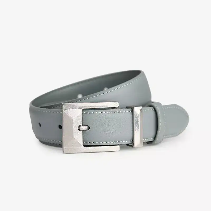 Everyday Leather Belt with Geometric Buckle