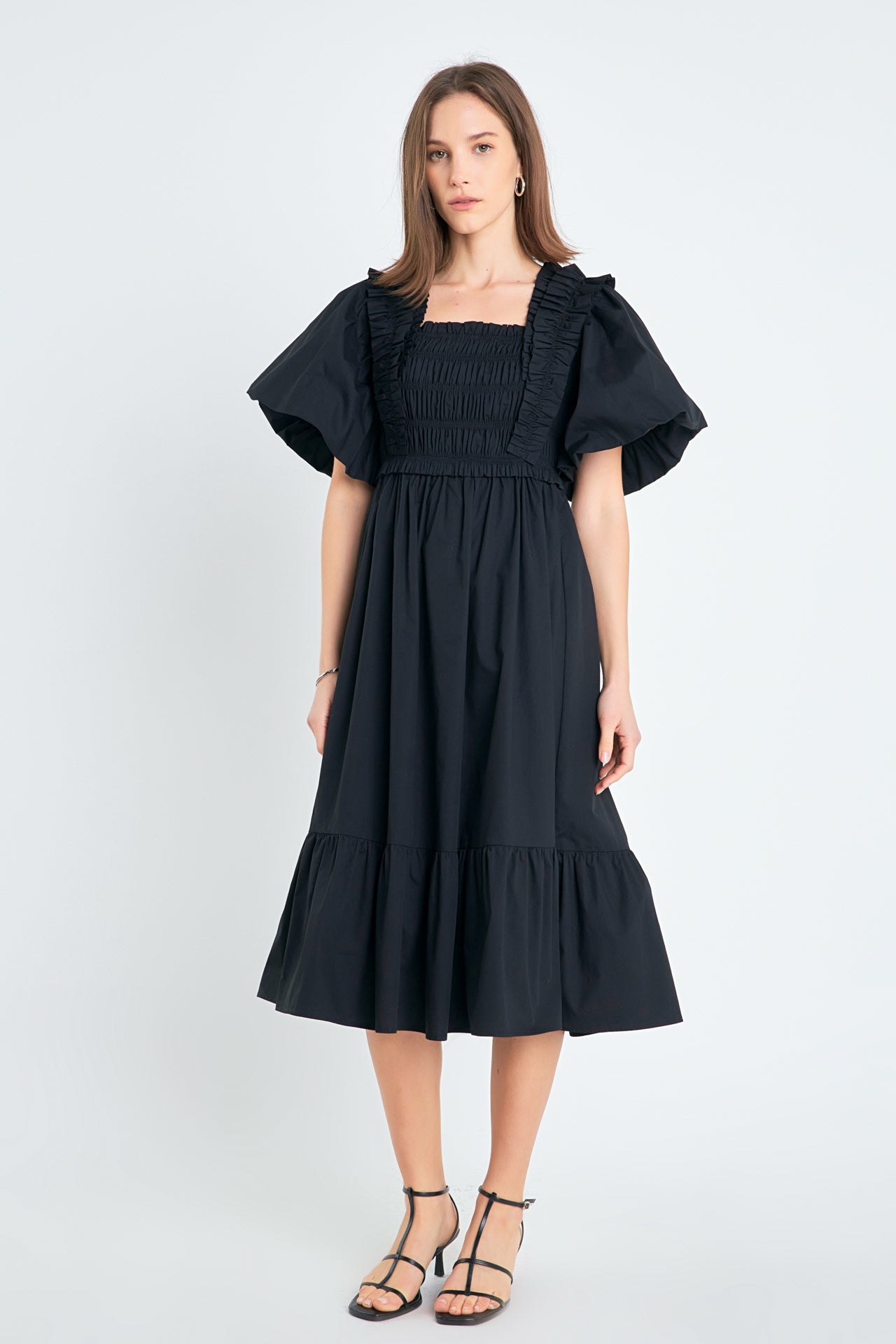 Puff Sleeve Midi Dress