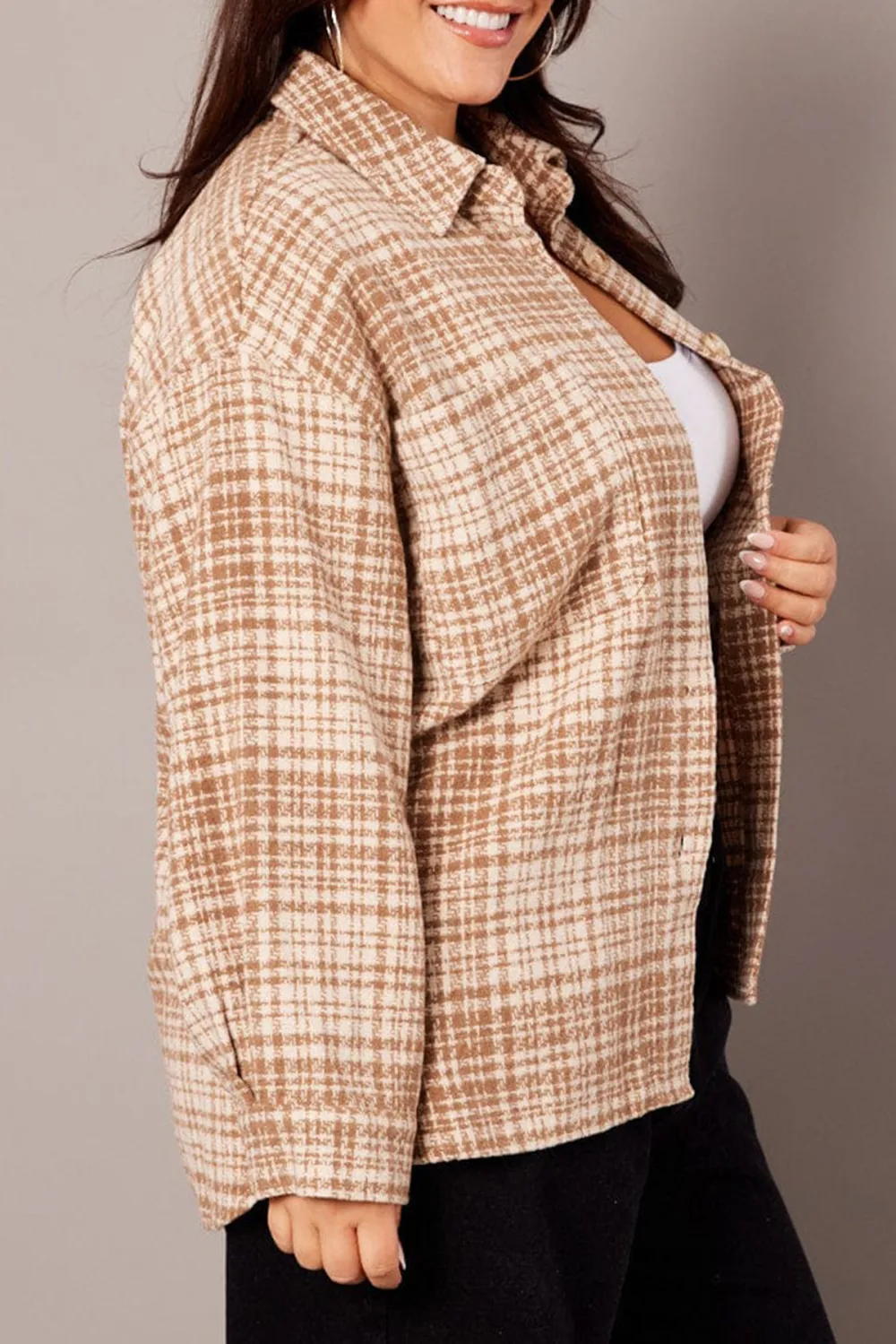 Beige Casual Plaid Blazer