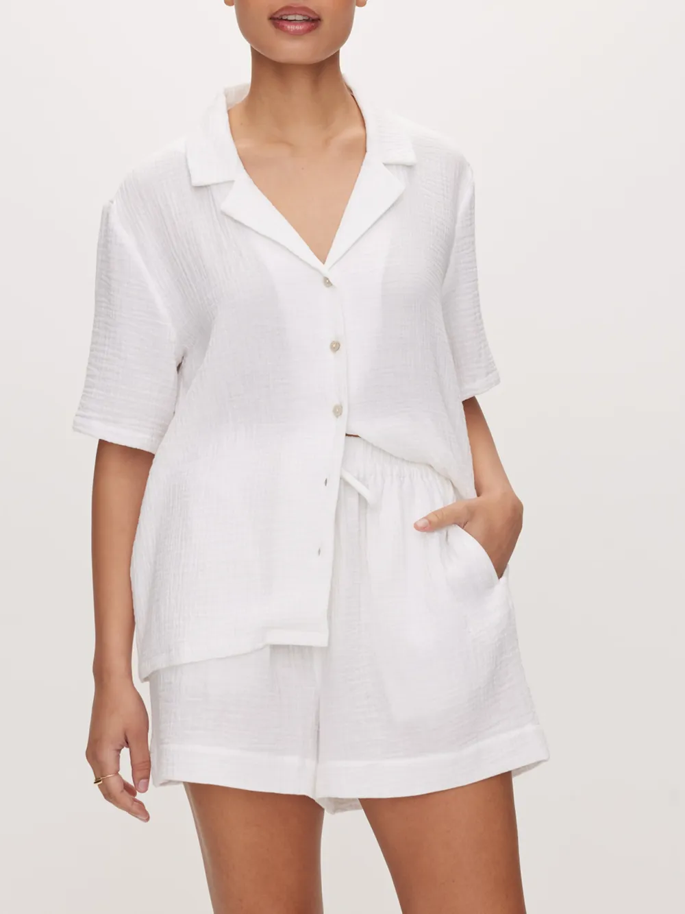 Cotton Skinny Waffle Shirt