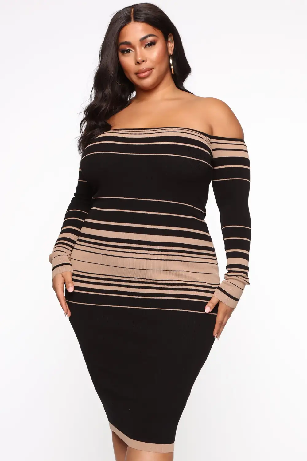 Catch Me Offline Sweater Dress - Black/Brown