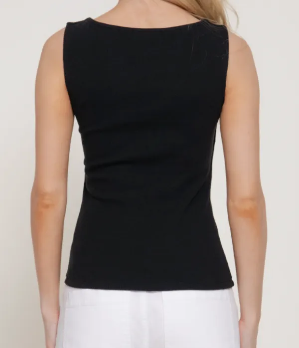 Boatneck Sleeveless Knit Top