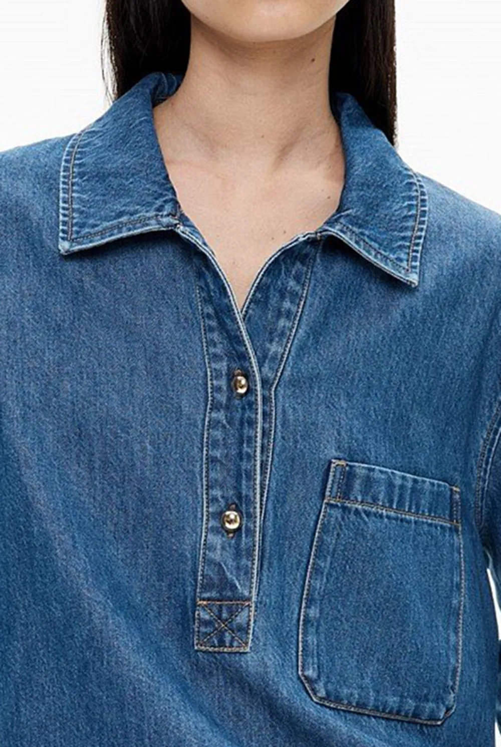 Washed Denim Button-Down Shirt