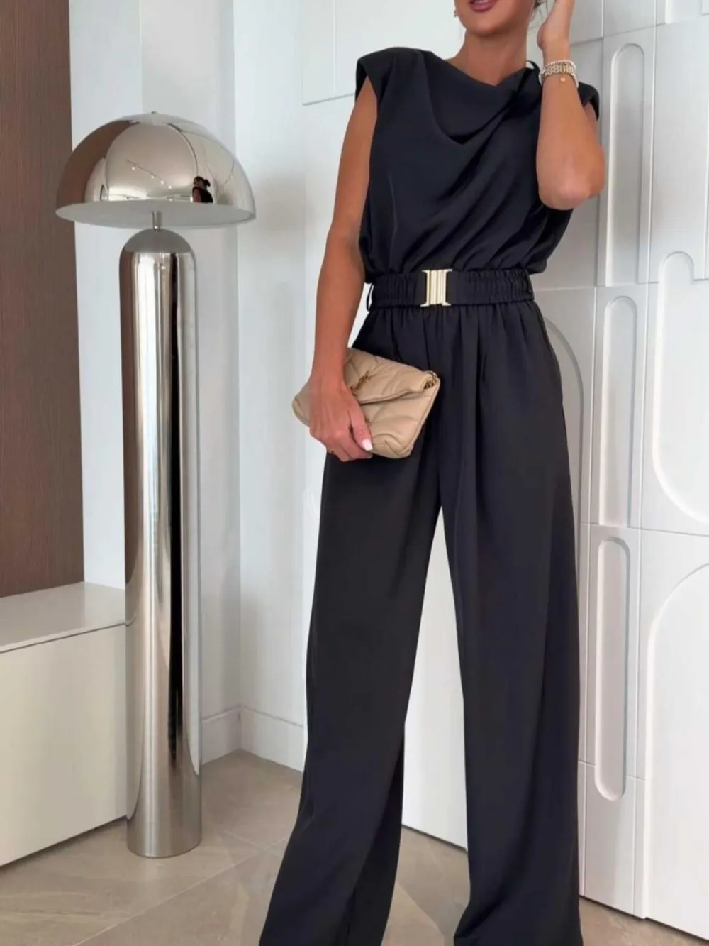 Clean Wide Leg Sleeveless Jumpsuit