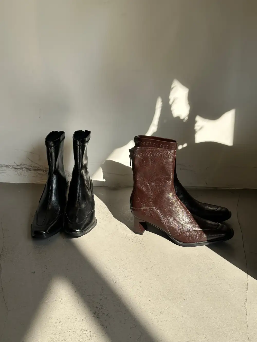 Lamb Leather Stitched Ankle Boots