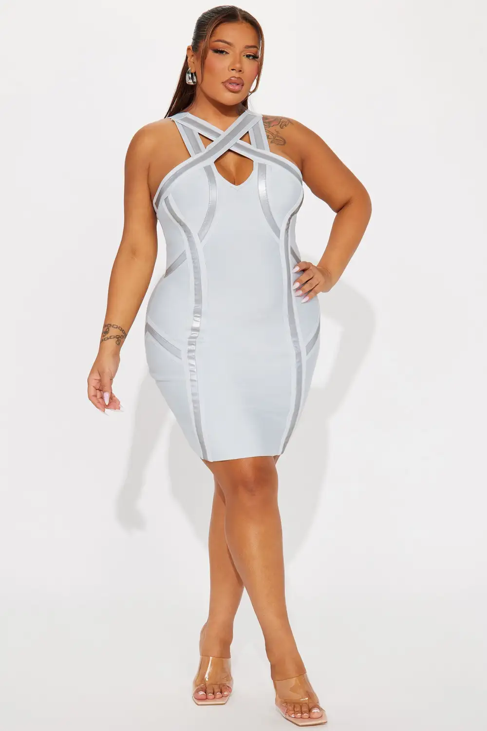 Gemini Reflective Mini Dress - Grey