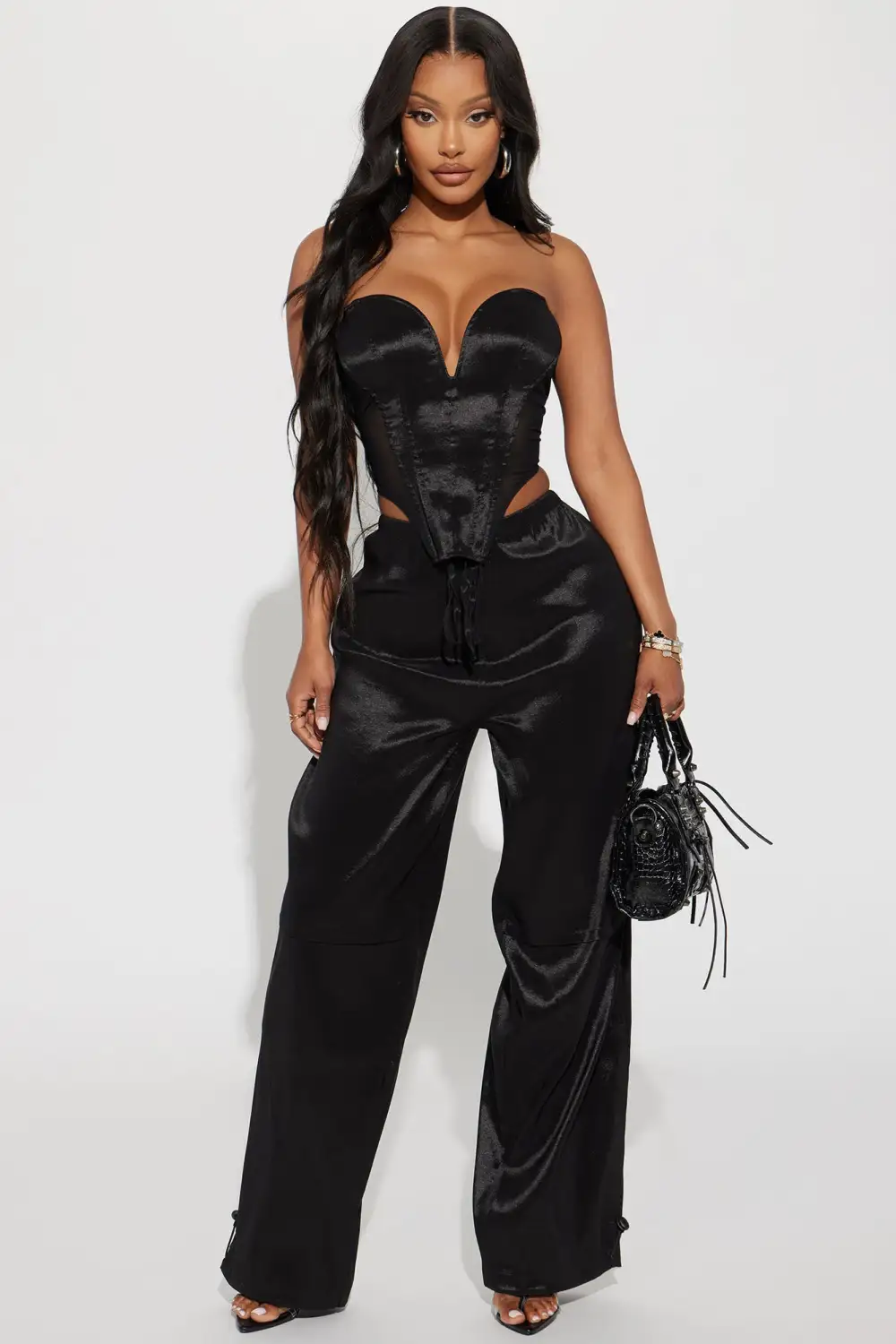 Not Letting Go Pant Set  - Black