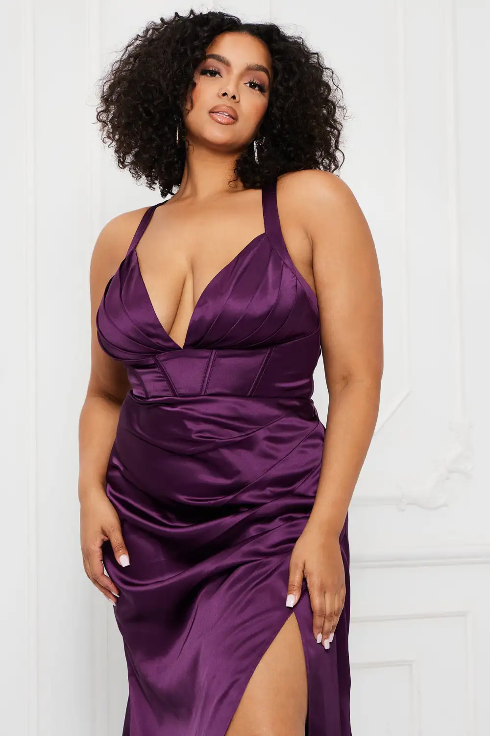Meet On Dancefloor Satin Maxi Dress - Purple
