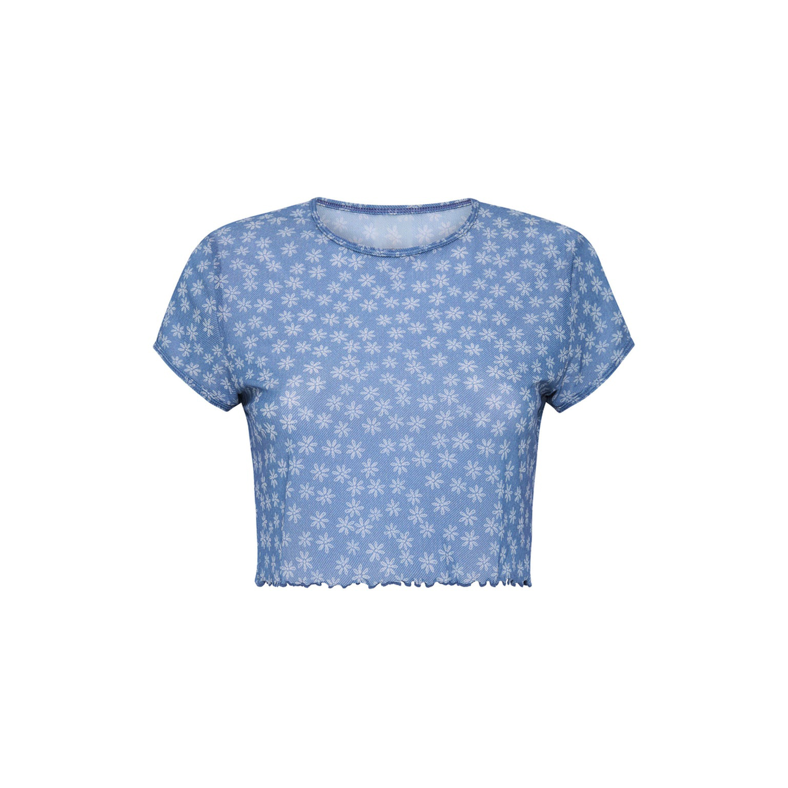 MESH CROPPED TEE - DAISY DENIM