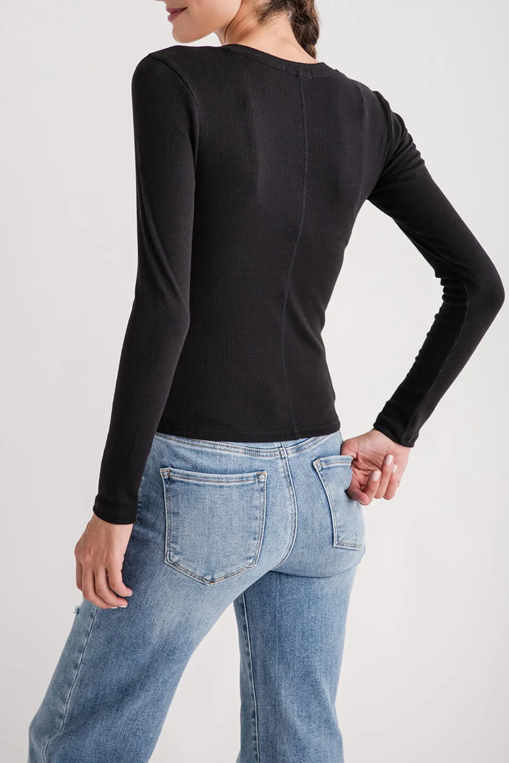 Z Supply Sirena Rib LS Tee - black