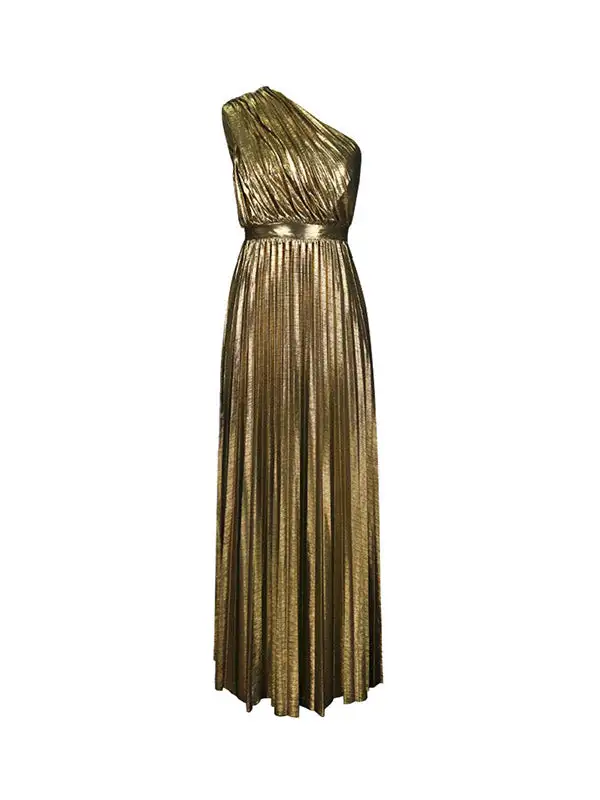Asymmetric Pleated Maxi Dress