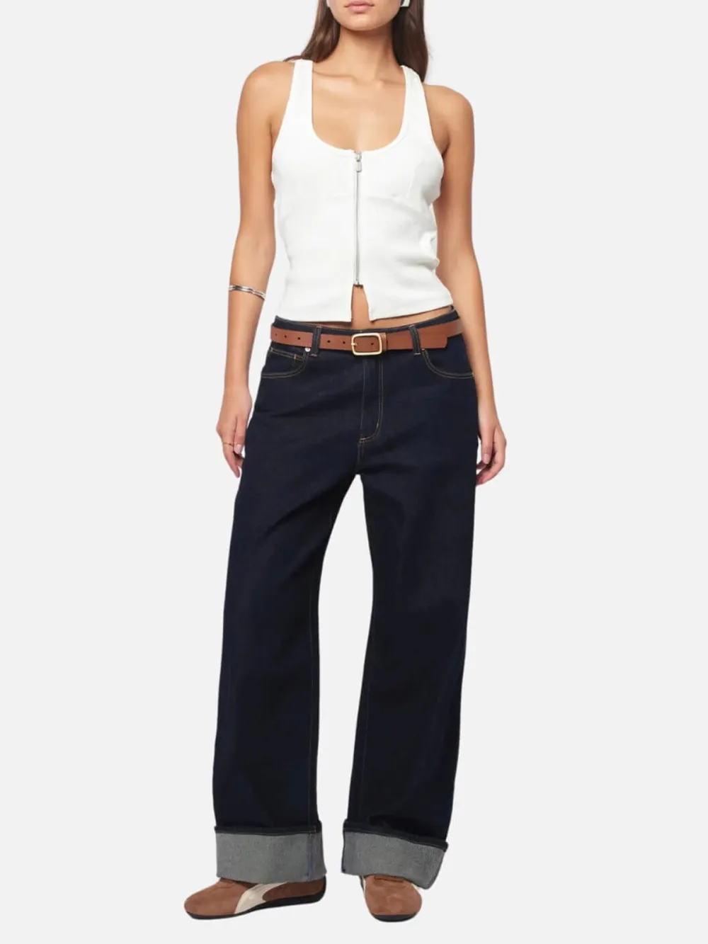 Rolled Mid-Waist Straght Jeans