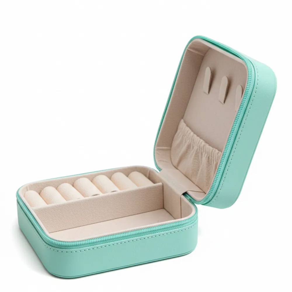 Compartmented Zip Travel Jewelry Box