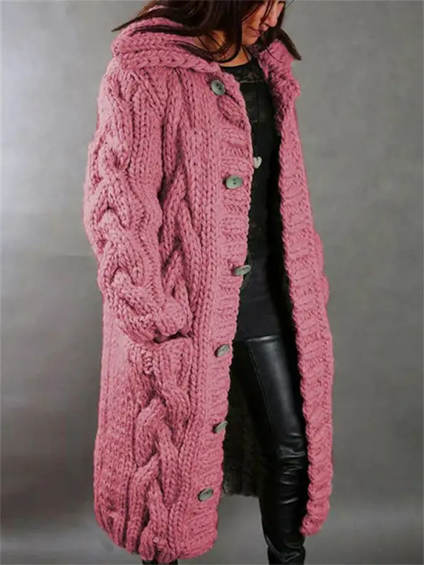 Pearl-Button Plaid Knit Cardigan