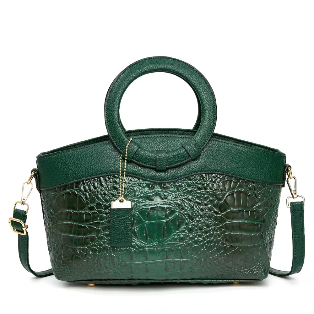 European & American Fashion Crocodile Pattern Tote Bag Large Capacity Elegant Versatile Shoulder Crossbody Bag for Women