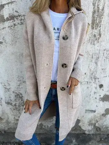 Women’s Button-Up Mid-Length Sweater Cardigan