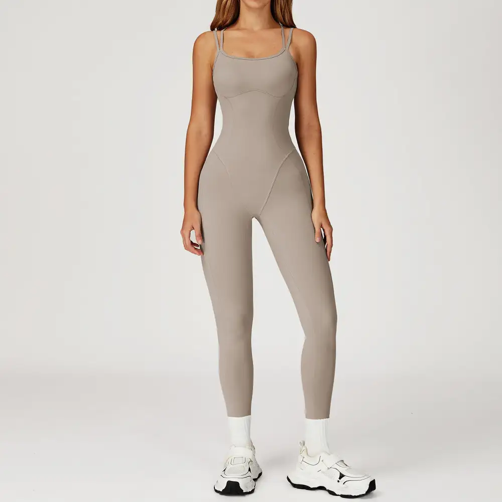 Gathered Flare Yoga Jumpsuit