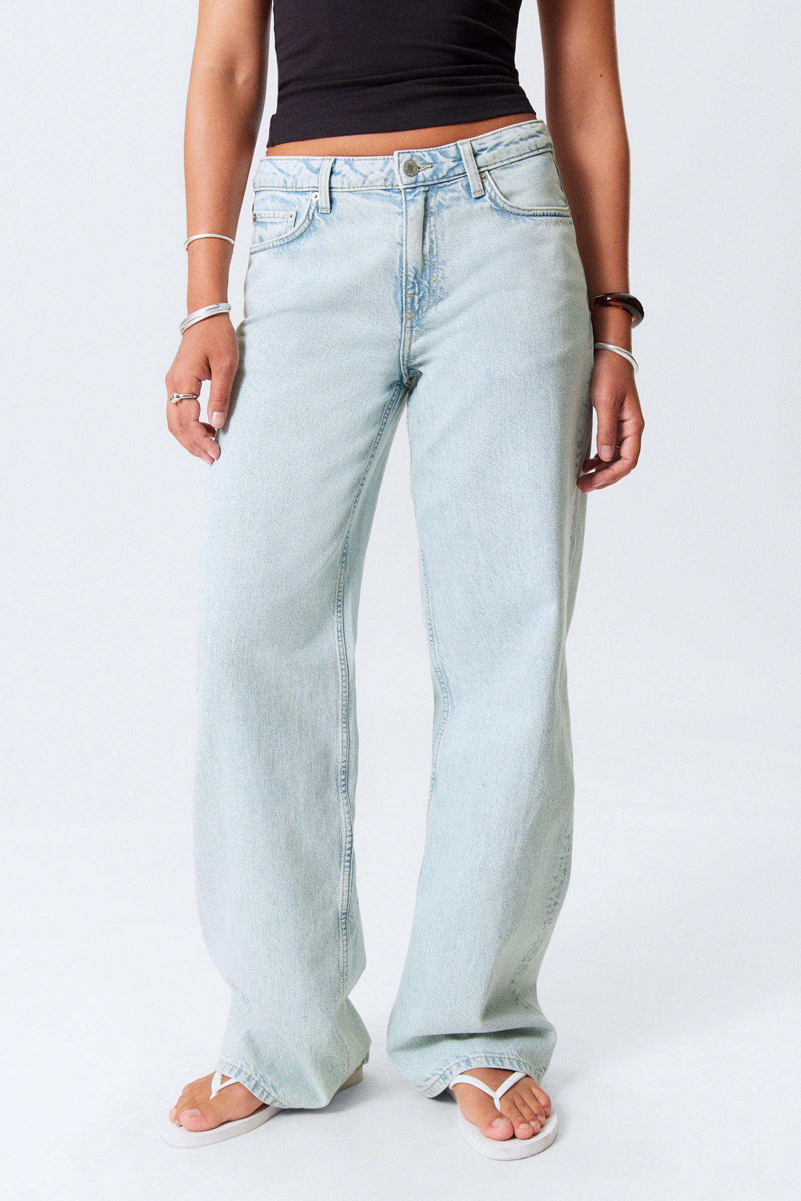 Pocketed Button Wide Leg Jeans