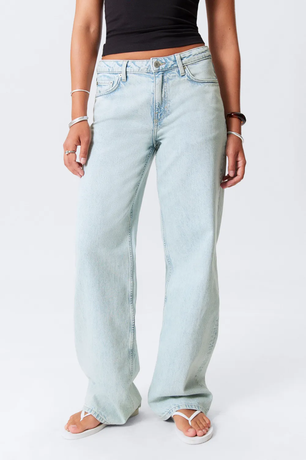 Pocketed Button Wide Leg Jeans