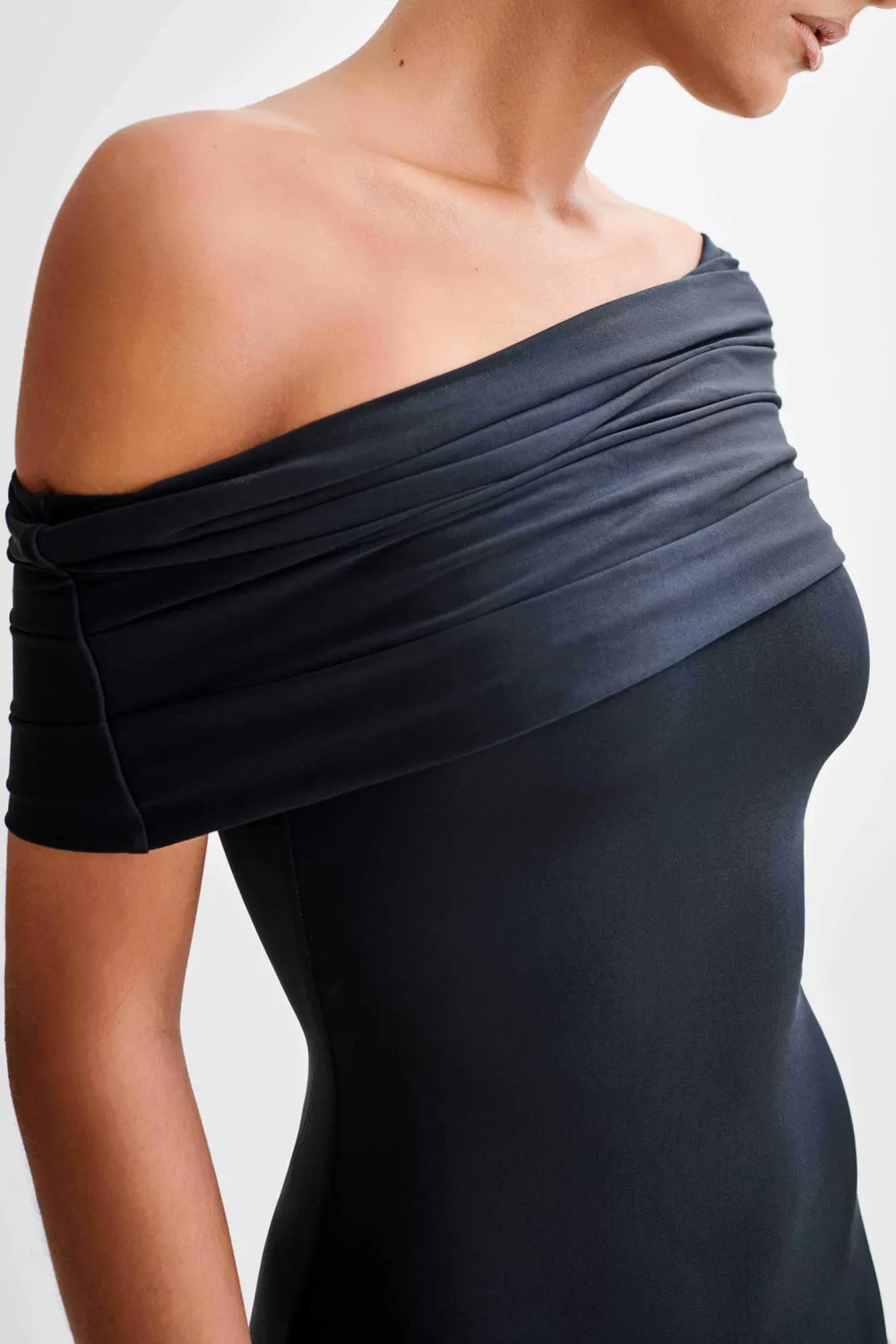 Off Shoulder Slinky Maxi Dress