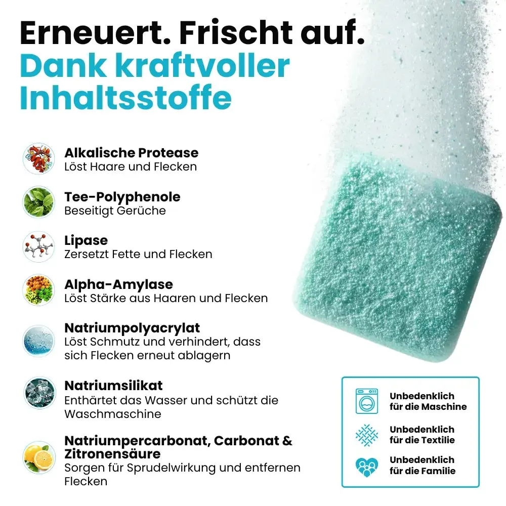 Washing Machine Cleaner Tablets for Pet Hair & Odor Removal, Deep Clean for Front-Load & Top-Load Washers