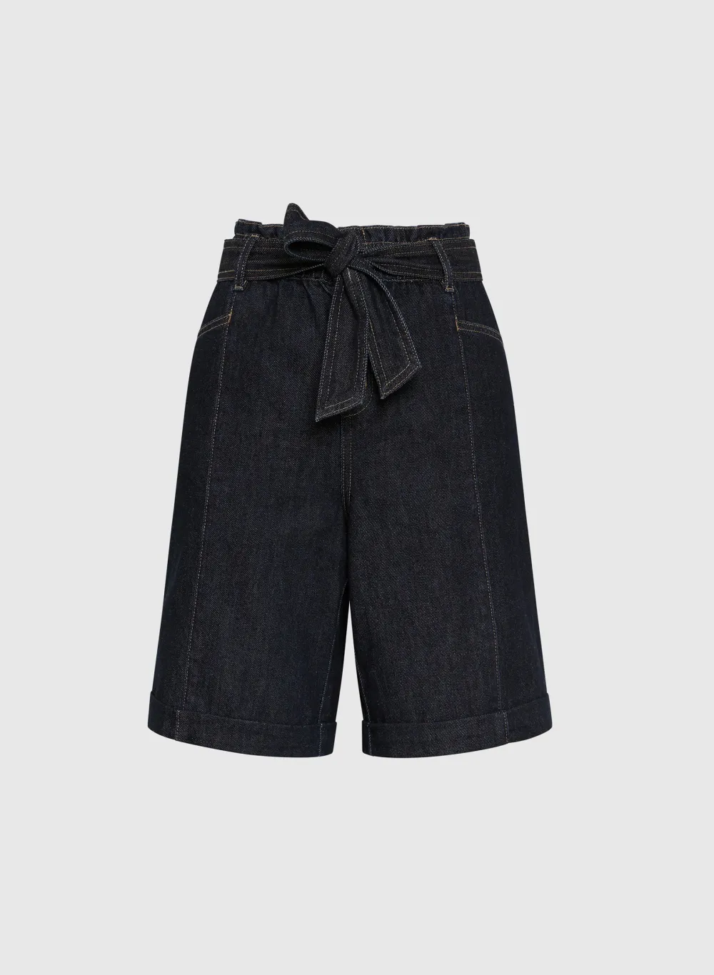 Wide-Leg Denim Shorts With Large Pockets