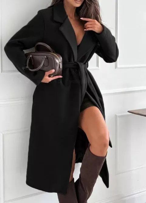 Tie Waist Longline Coat