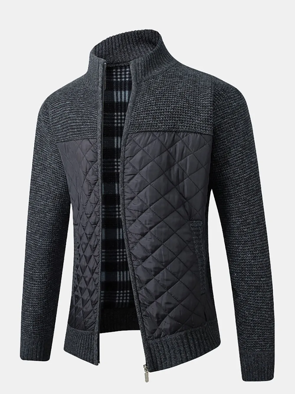 Quilted Patchwork Zip Up Cardigan