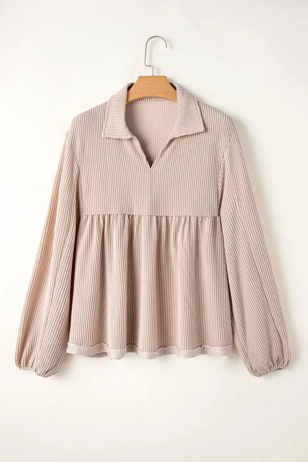 V-Neck Turn-down Collar Blouse