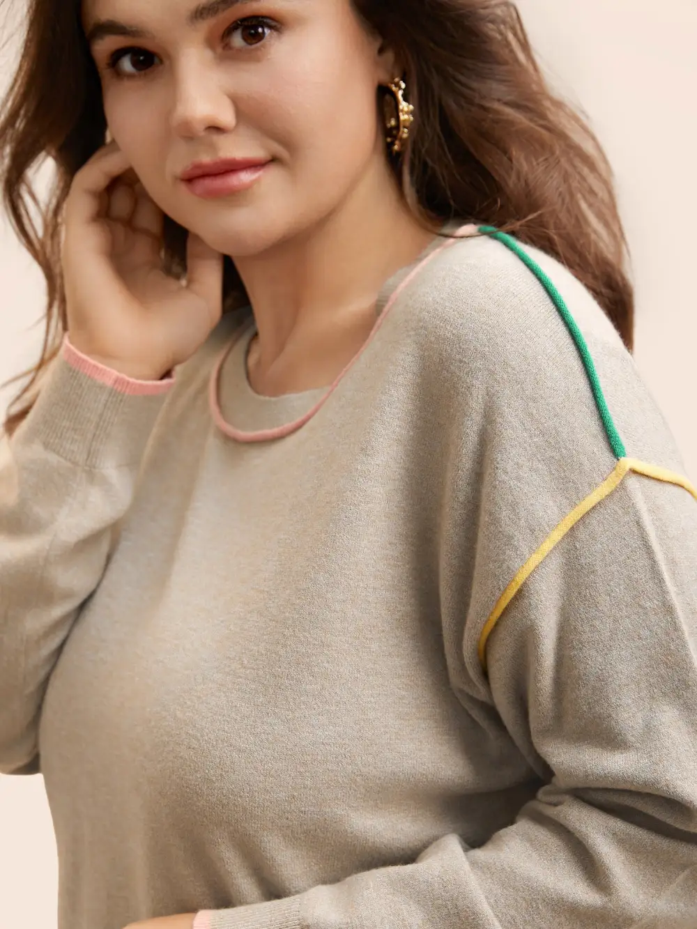 Supersoft Essentials Contrast Trim Drop Shoulder Pullover