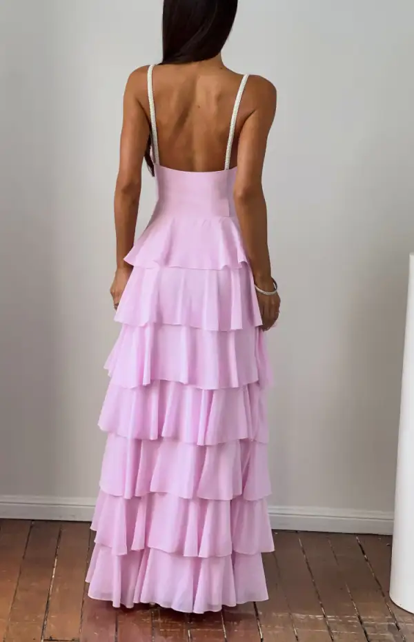 Ruffle Frills Flowy Maxi Dress