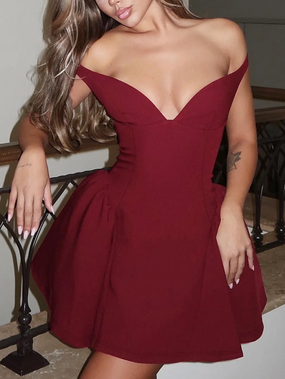 Low Cut Neck Halter Elegant Mini Dress