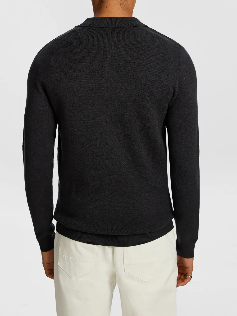 Charcoal Long Sleeve Knit Polo Shirt