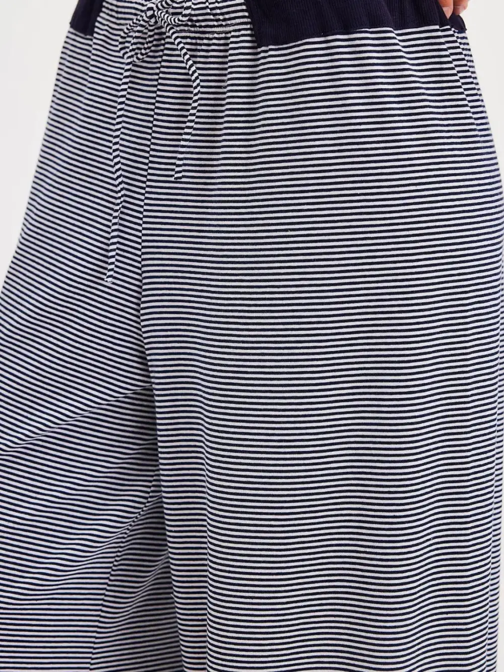 Relaxed Drawstring Striped Wide Leg Pants