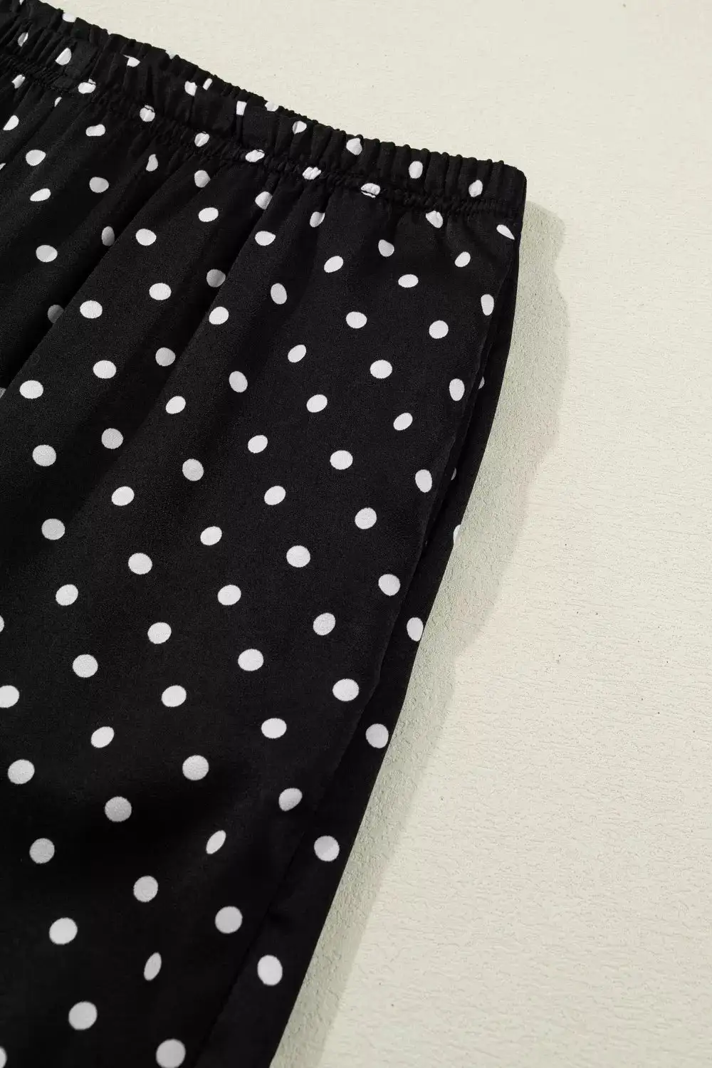 Polka Dot Print Elastic Waist Lace Hem Loose Pants