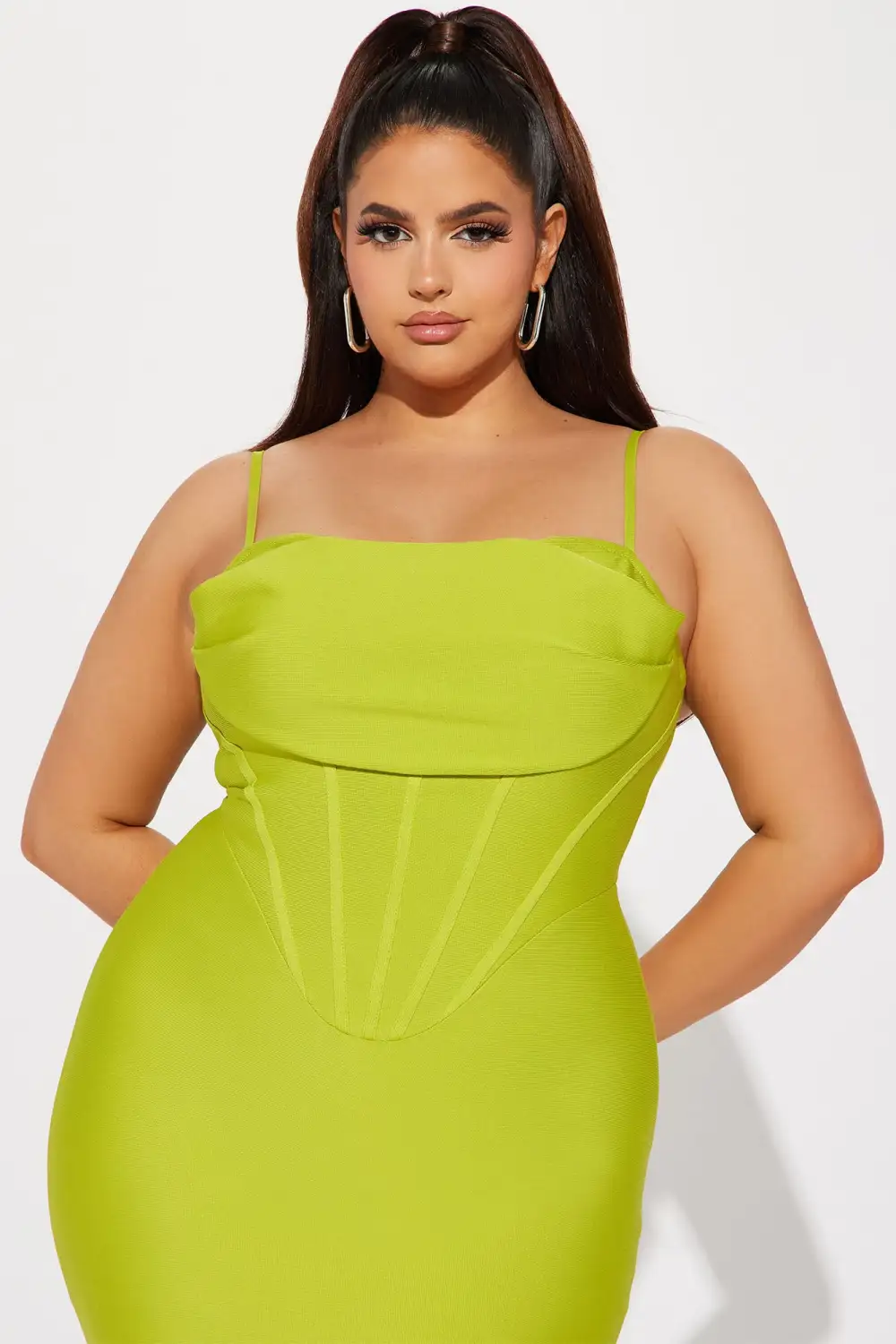 Dream Girl Bandage Midi Dress - Chartreuse
