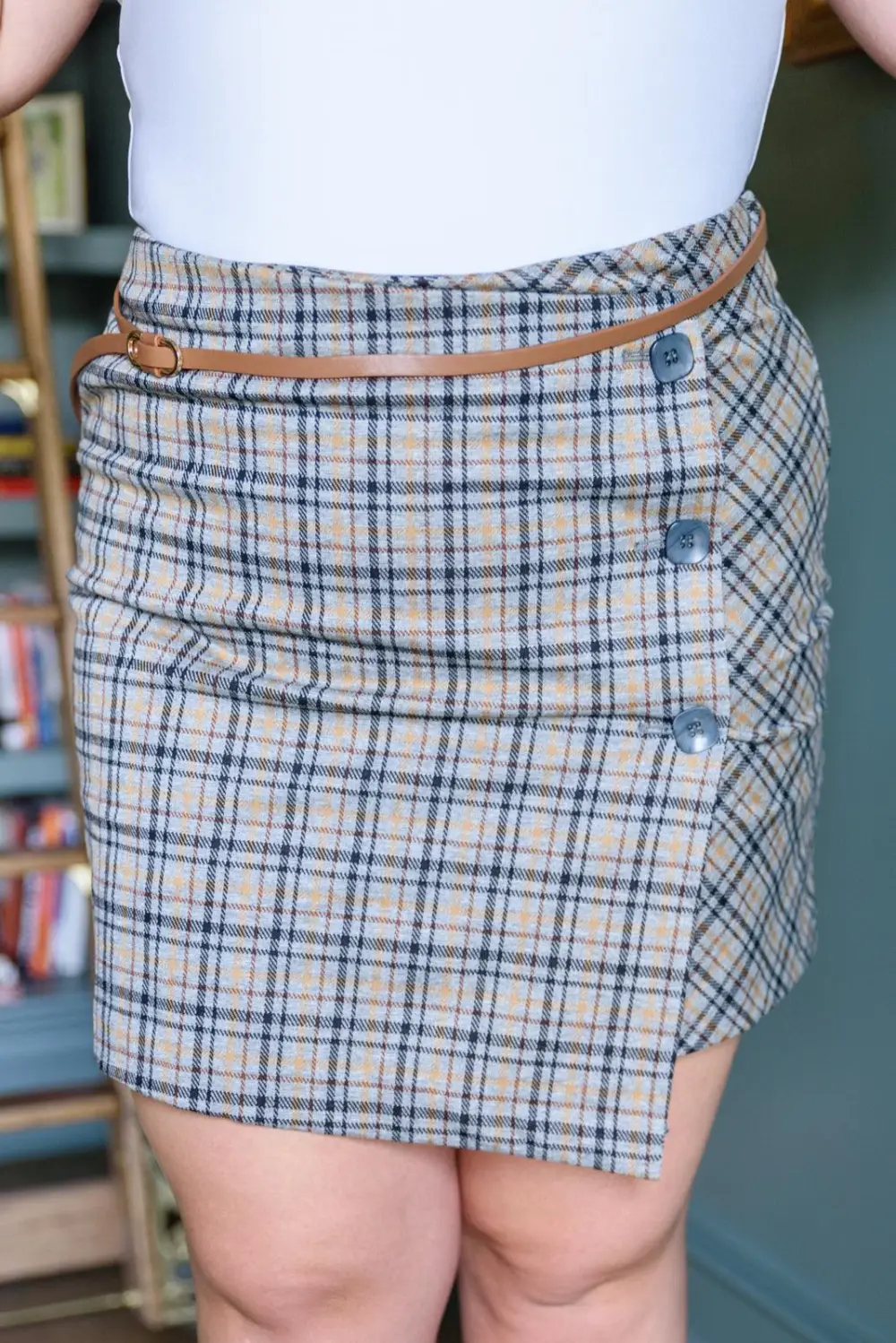 Pleated Plaid Mini Skort