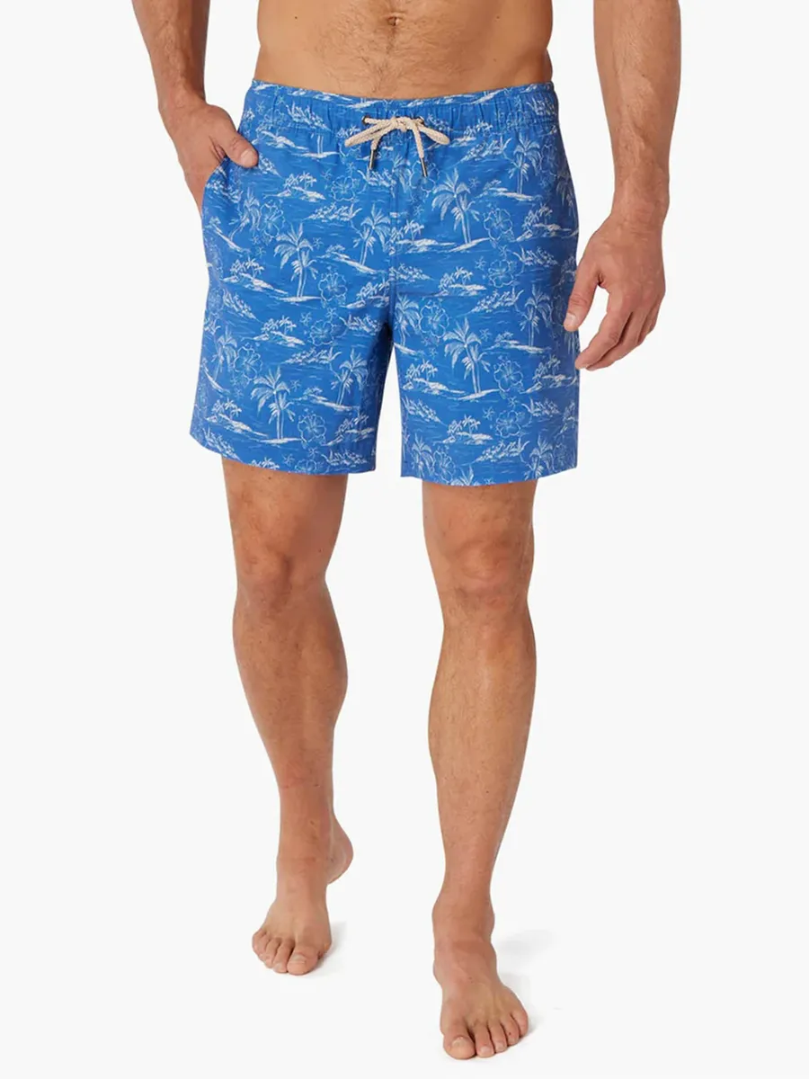 Men's Blue Island Hopper Bayberry Trunk Beach Shorts