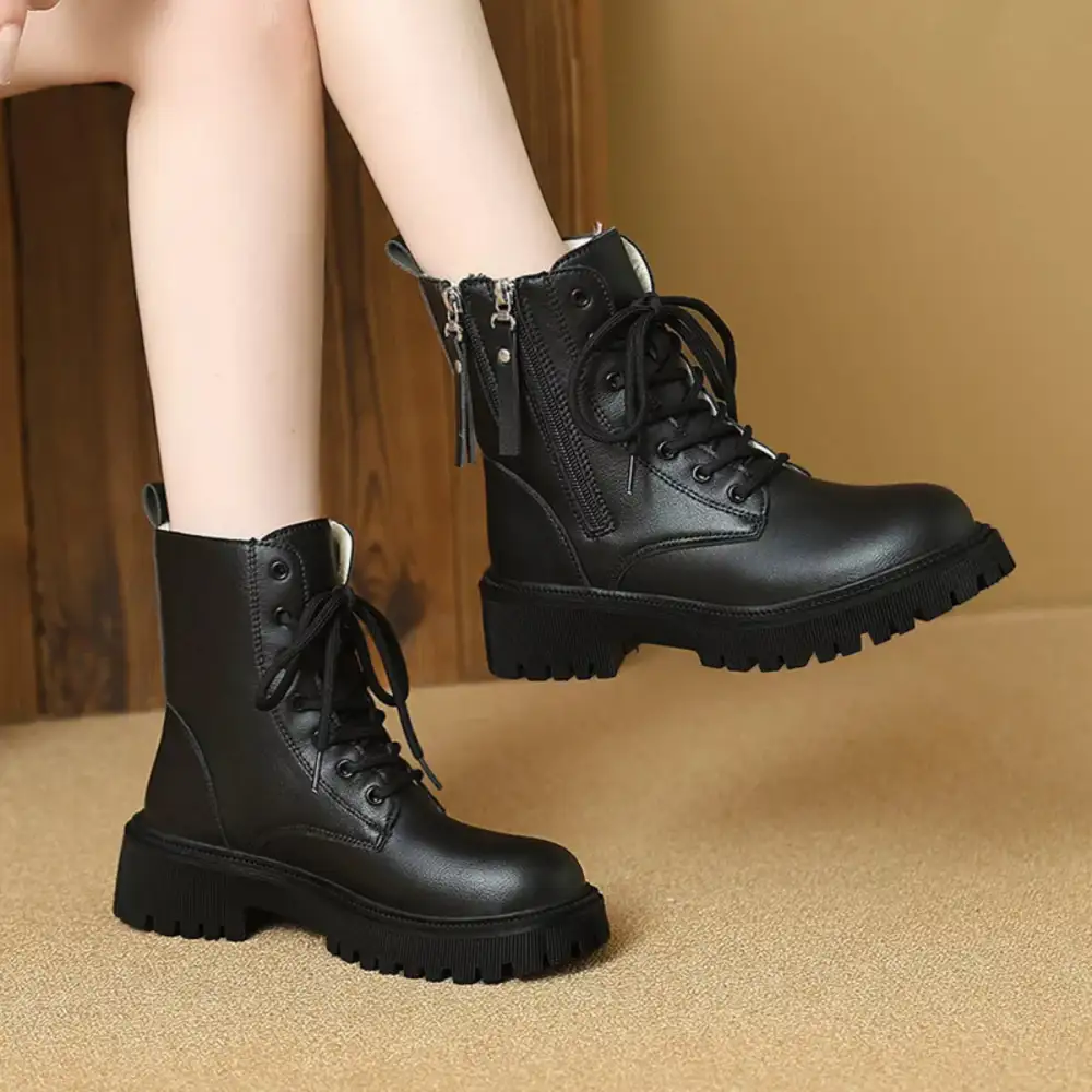Refined Lace-Up Ankle Combat Boots