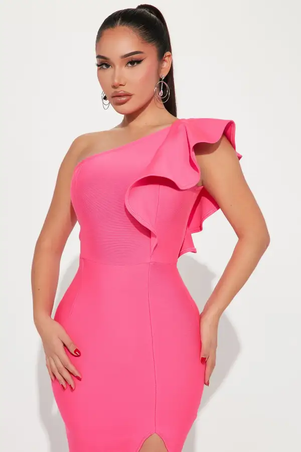 Alaia Bandage Midi Dress - Hot Pink