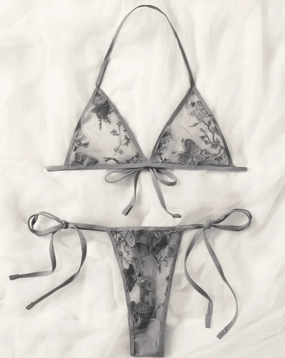 Refined Butterfly Sheer Lingerie Set