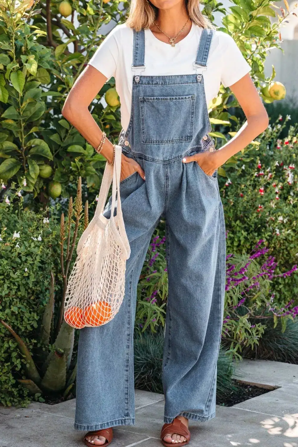 Pleated Denim Jumpsuit