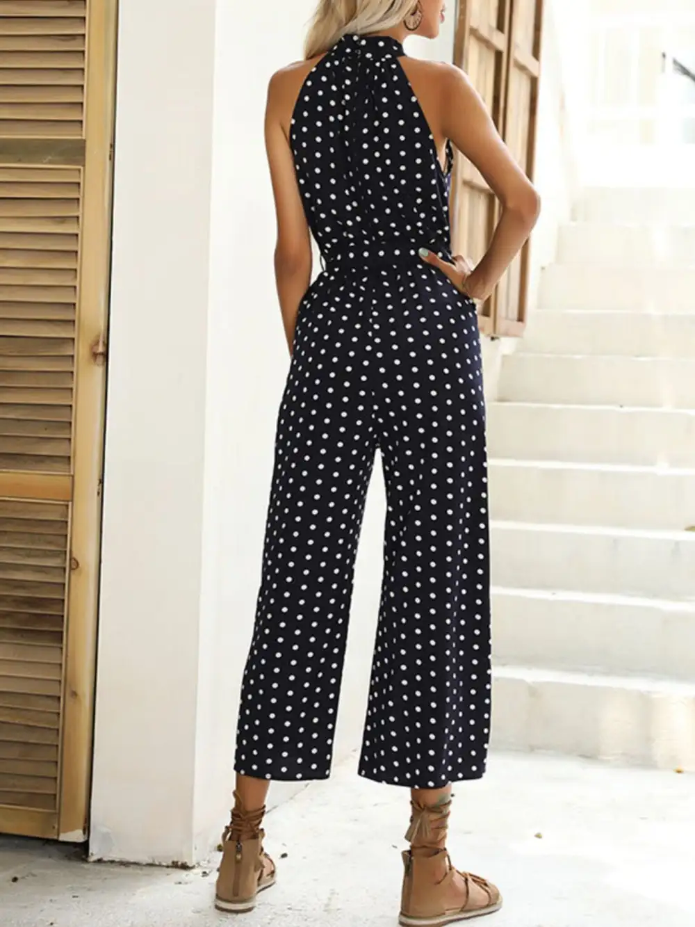 Polka Dot Halter Jumpsuit