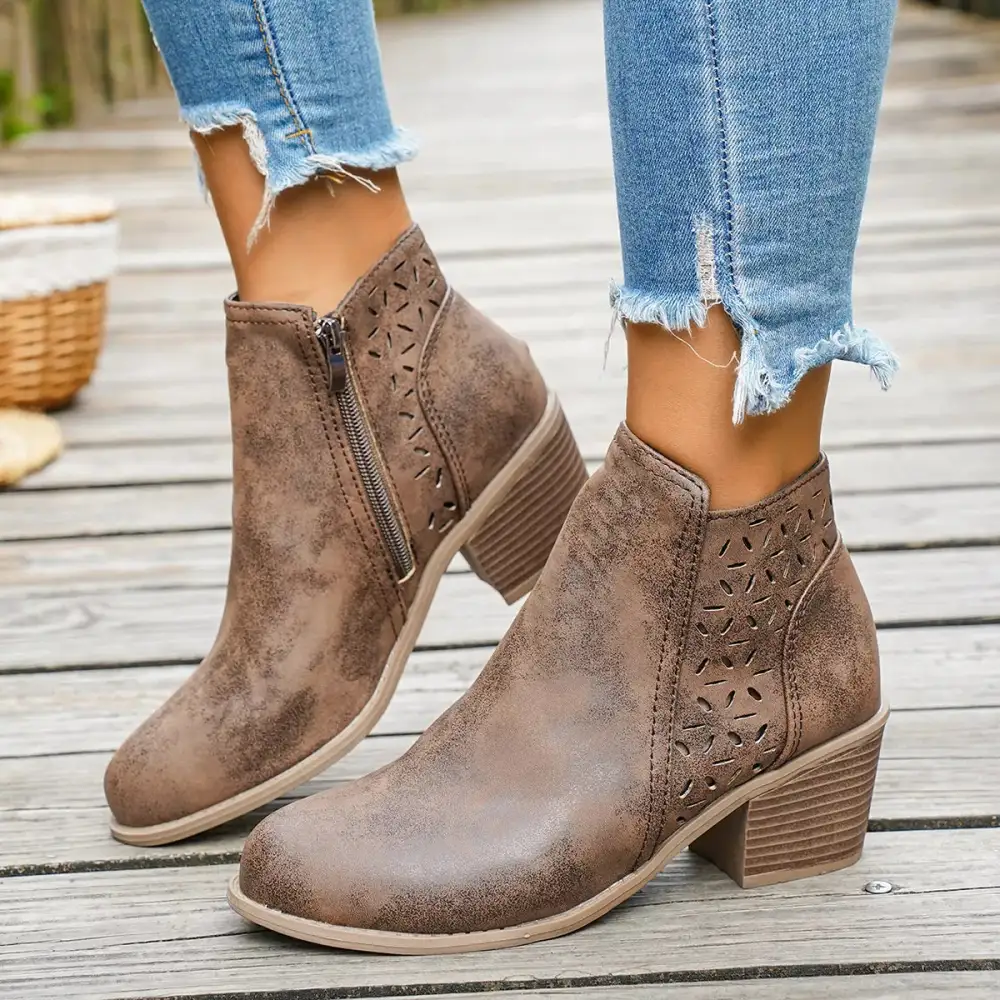 Refined Round Toe Block Heel Boots