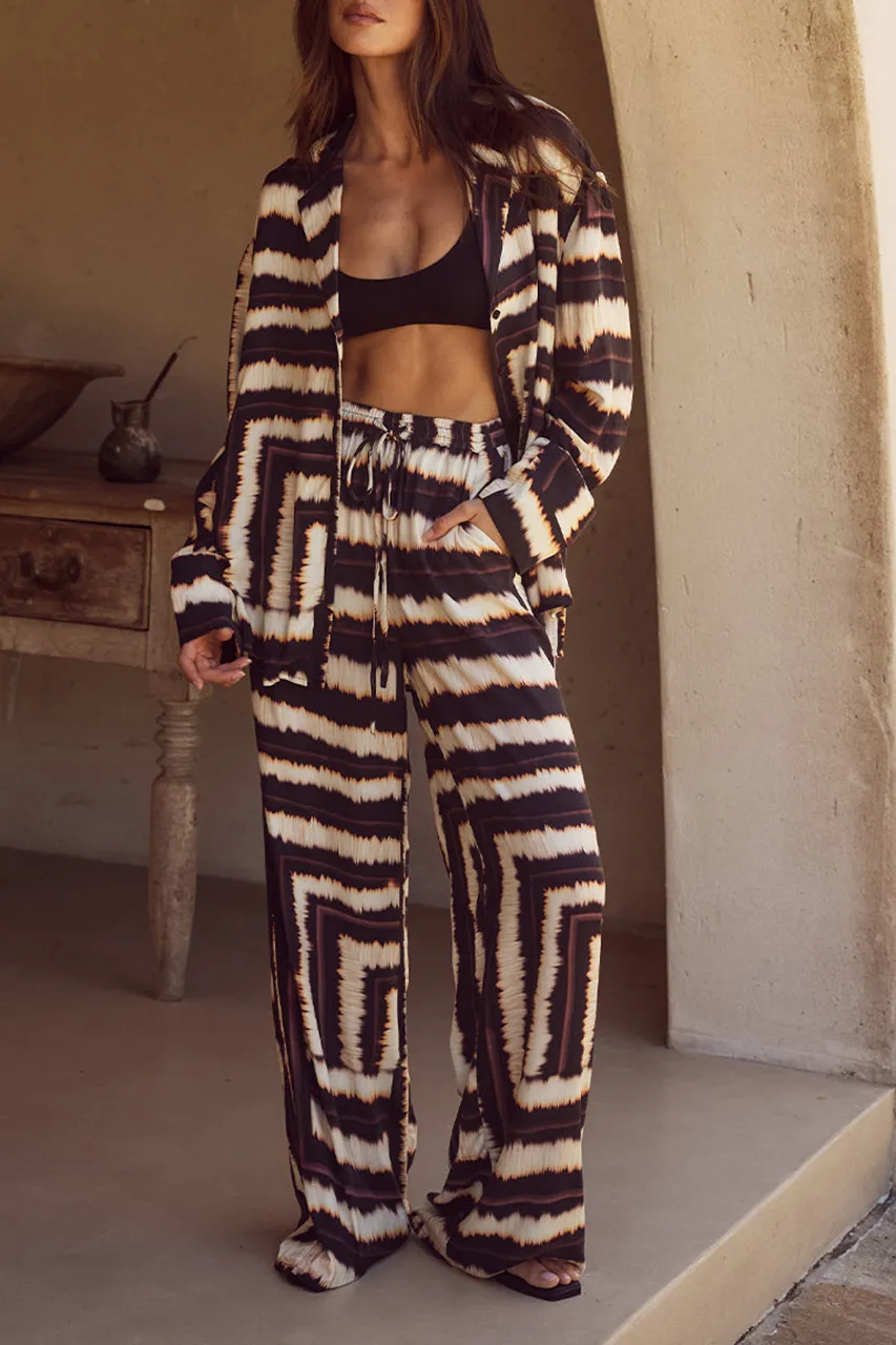 Art Print Wide-Leg Pants