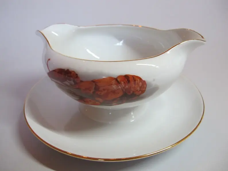 J K W, BAVARIA, sauce bowl with trivet, West Germany, circa 1960