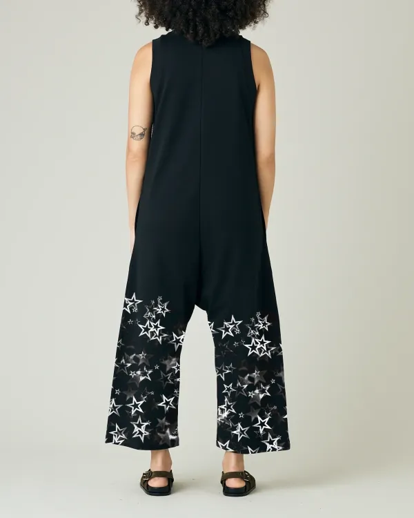 BLACK COTTON JERSEY JUMPSUIT