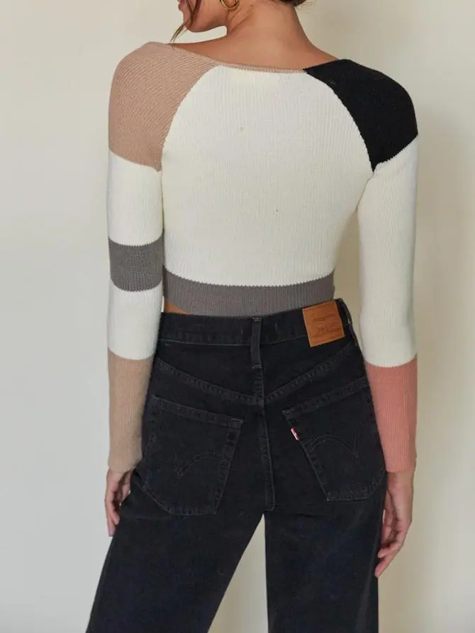 Long Sleeve Colorblock Sweater
