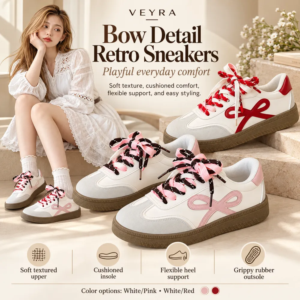 Bowknot Casual Versatile White Sneakers